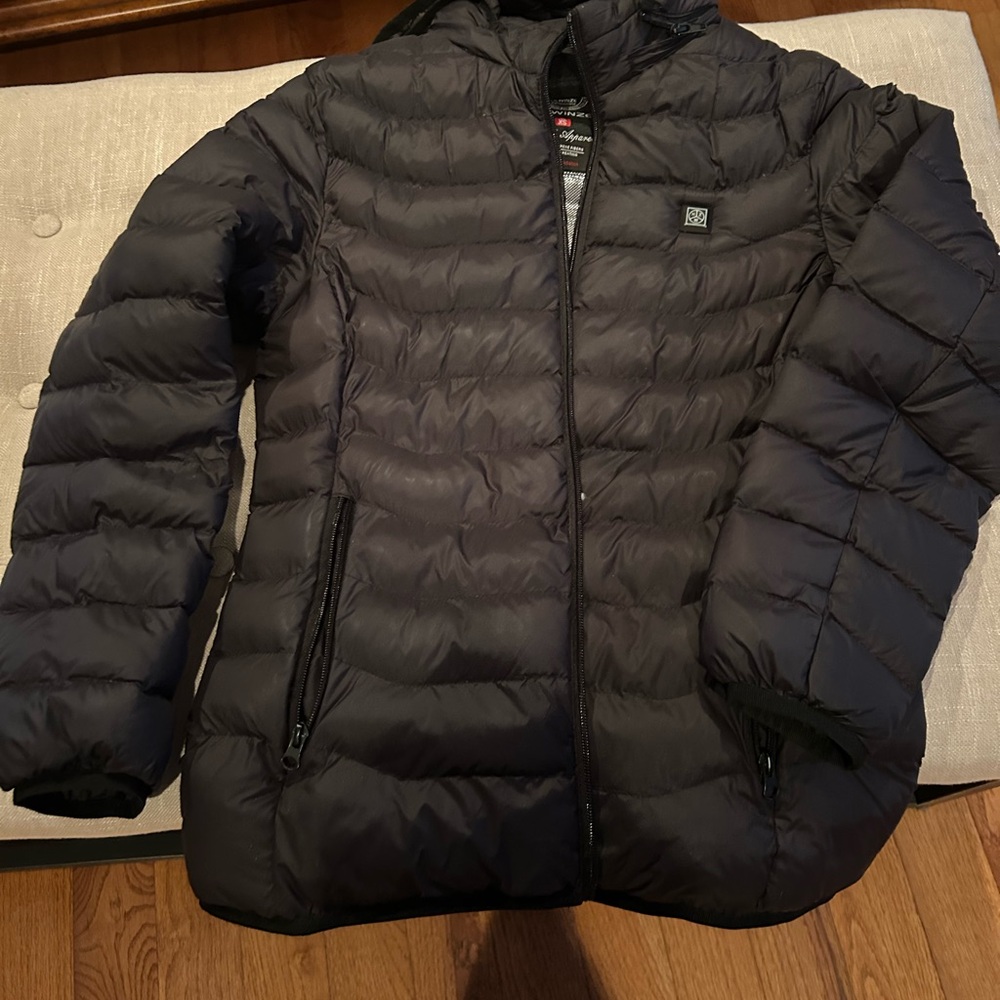 Black and Silver Puffer heated Jacket